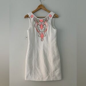 Lilly Pulitzer White Mini Dress with Pink and Beige Accents